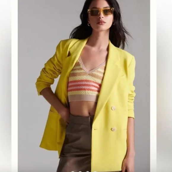 Maeve Jackets & Blazers - Maeve by Anthropologie yellow blazer, 12. PG1080